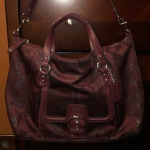 Burgundy coach hang bag purse tote